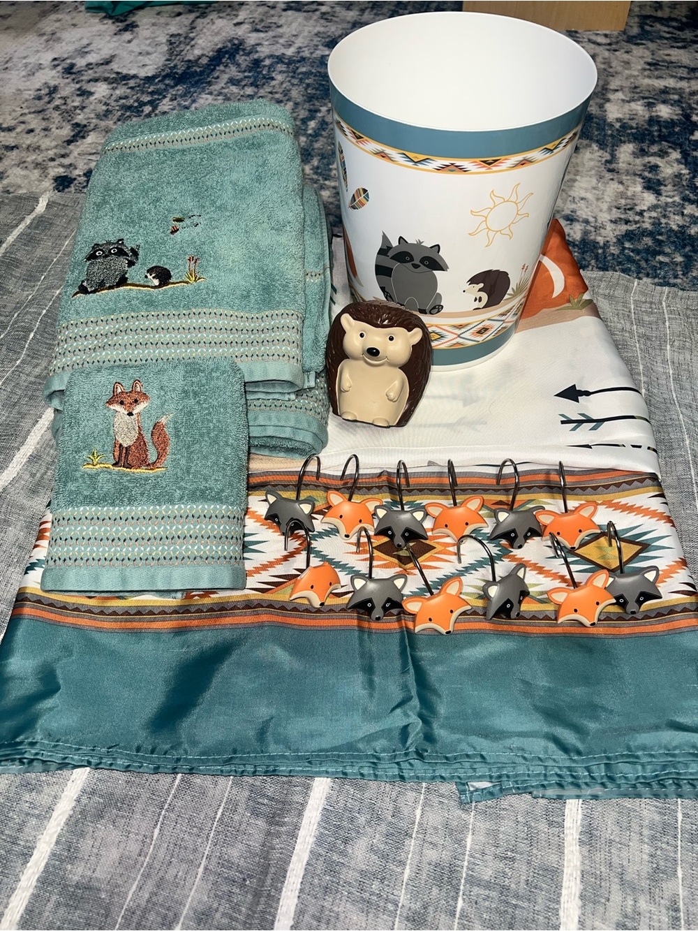 Woodland Fox Raccoon Bathroom Decor Set